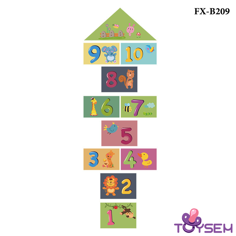 Decal dán sàn nhà nhảy lò cò theo ô từ 1 đến 10 Toysem cho bé chơi vừa học toán FX-B209 - Quà tặng sinh nhật cho bé