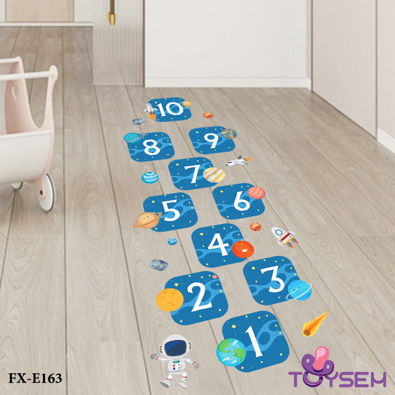Decal nhảy lò cò dán sàn nhà mẫu vũ trụ theo ô từ 1 đến 10 Toysem cho bé vừa chơi vừa đếm số FX-F163
