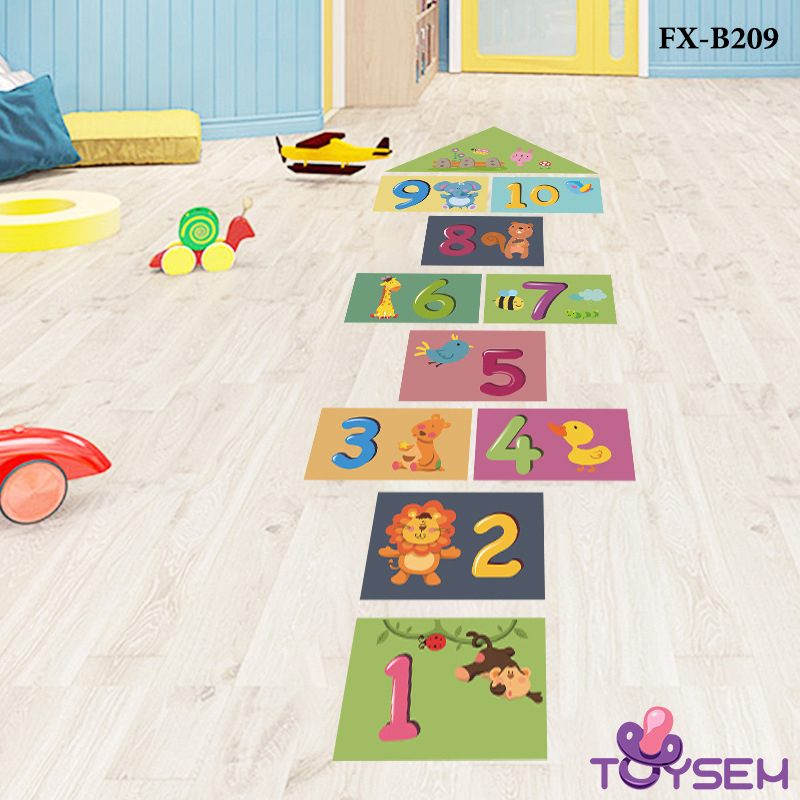 Decal dán sàn nhà nhảy lò cò theo ô từ 1 đến 10 Toysem cho bé chơi vừa học toán FX-B209 - Quà tặng sinh nhật cho bé
