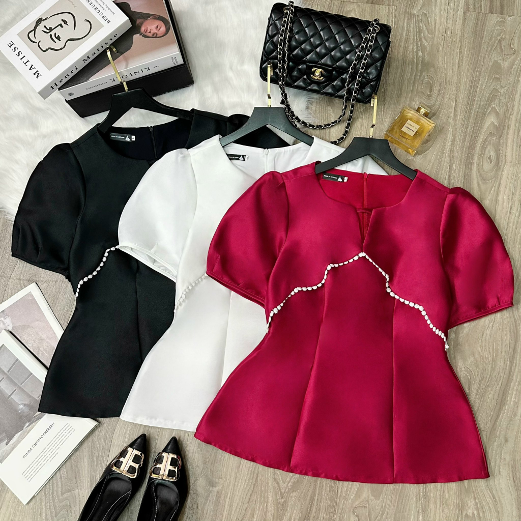 Áo bigsize nữ kiểu đắp ren túi dự tiệc đi chơi, áo peplum bigsize 50 - 90 kg
