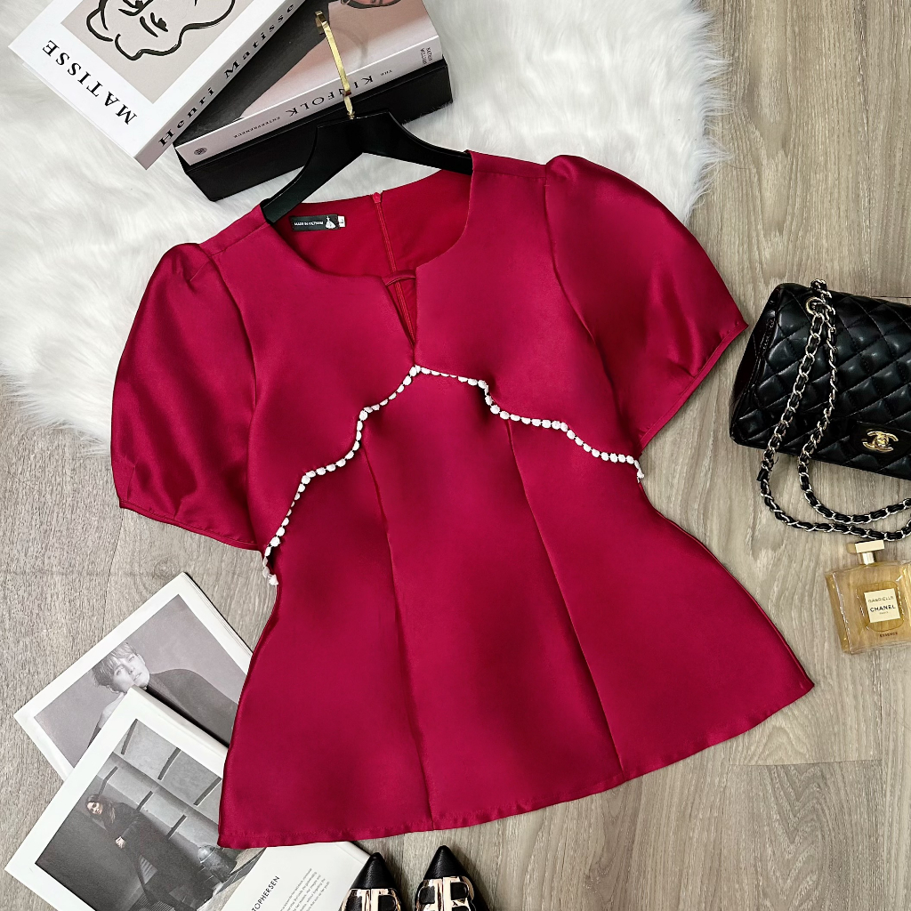 Áo bigsize nữ kiểu đắp ren túi dự tiệc đi chơi, áo peplum bigsize 50 - 90 kg