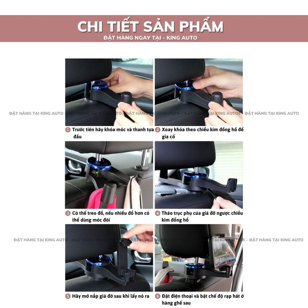 Gía đỡ kẹp điện thoại kiêm móc treo đồ sau ghế xe hơi | BigBuy360 - bigbuy360.vn