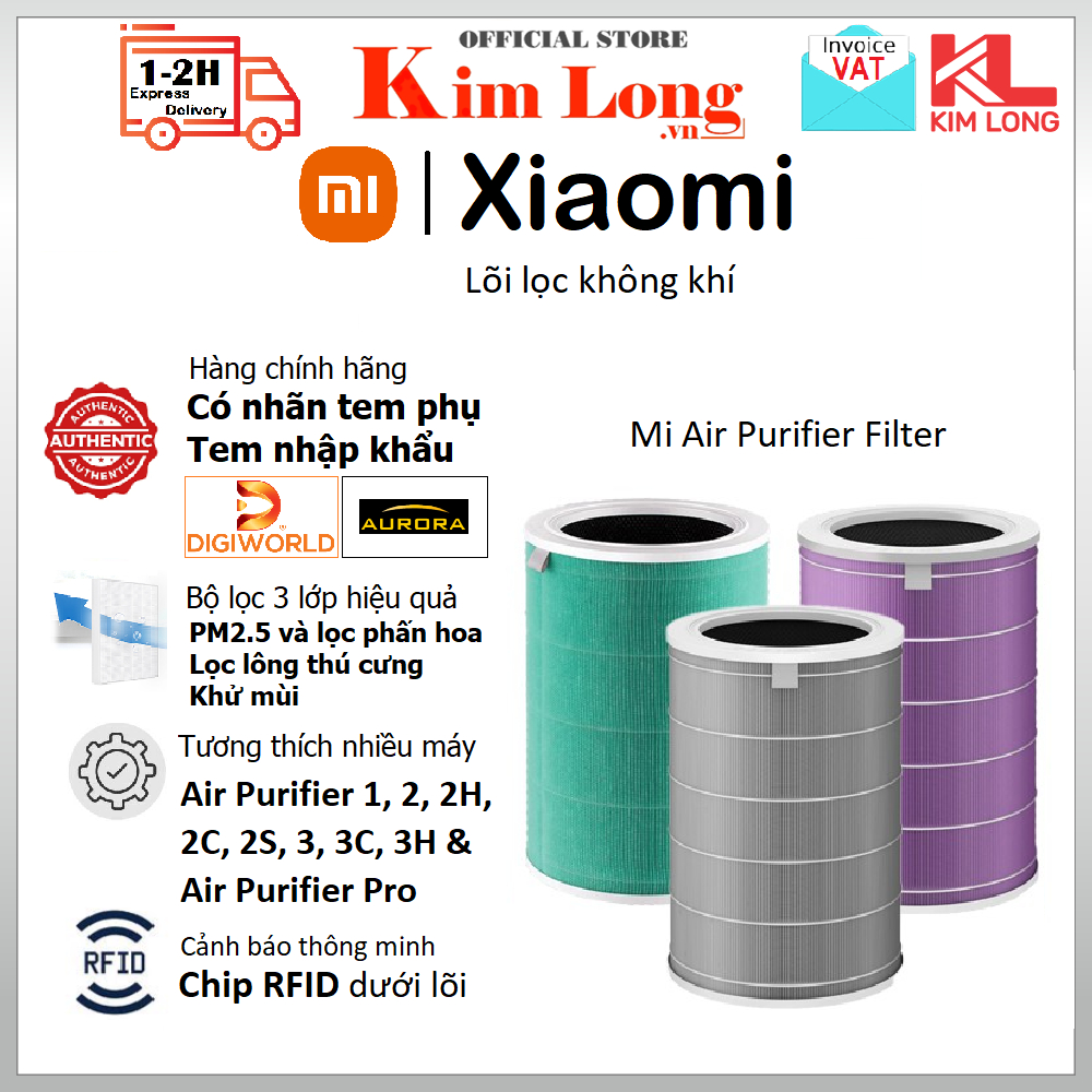 Xiaomi Mi Air Purifier Filter - Lõi lọc không khí dành cho máy 1, 2, 2H, 2S, 3C, 3/3H, Pro - Hàng chính hãng công ty