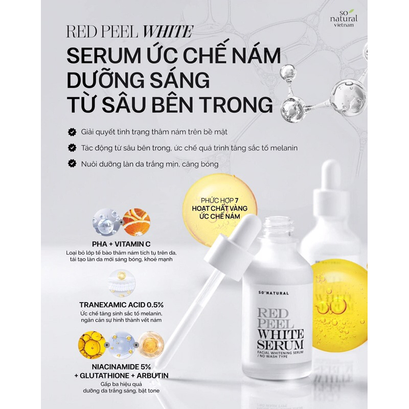 𝐒𝐄𝐑𝐔𝐌 RED 𝐏𝐄𝐄𝐋 WHITE SERUM 𝐓.𝐑𝐈̣ 𝐍𝐀́𝐌 𝐒𝐎'𝐍𝐀𝐓𝐔𝐑𝐀𝐋 - Ức Chế Nám, Dưỡng Sáng Từ Sâu Bên Trong