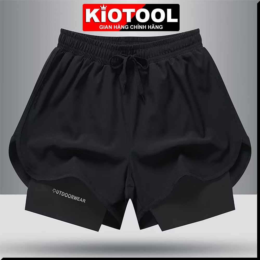 Quần chạy bộ nam Kiotool 2 lớp thoáng khí, thấm hút mồ hôi và khô nhanh, thoải mái vận động