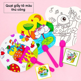 Quạt giấy thủ công cho bé quạt giấy tô màu sáng tạo