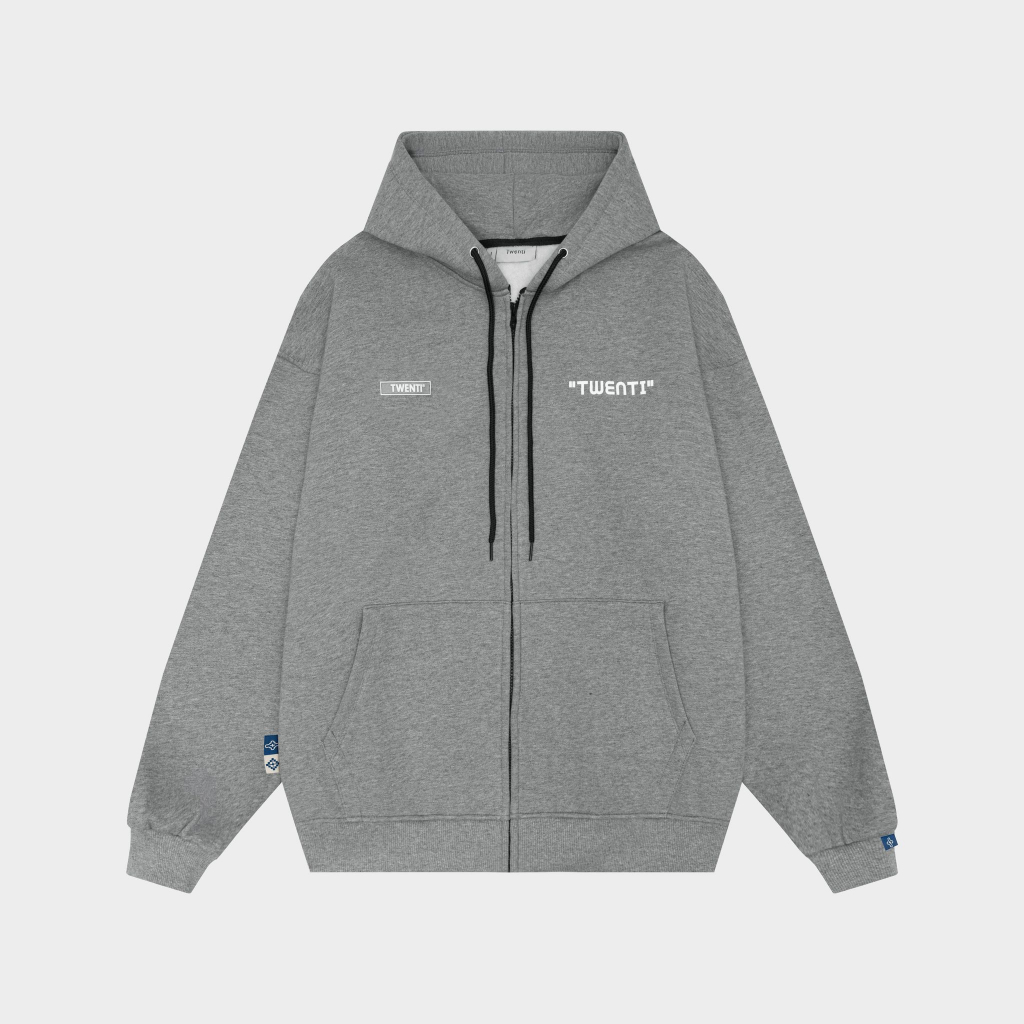 Áo Hoodie Zip Twenti Basic Năng Động Nỉ Bông