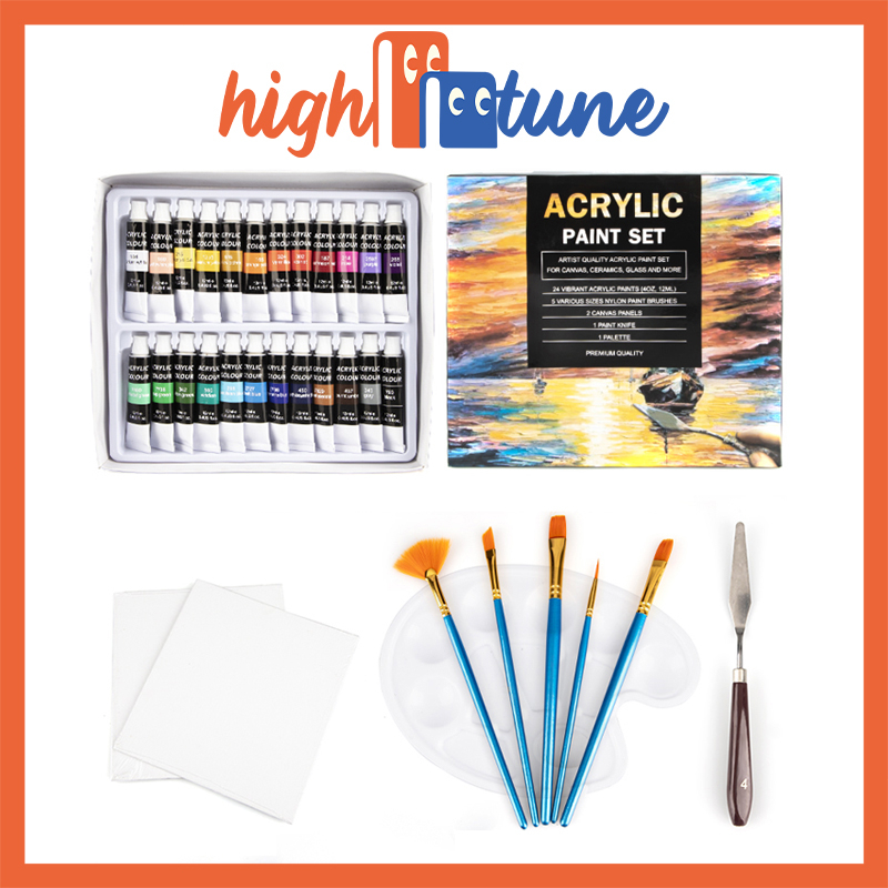 Màu nước acrylic dạng tuýp 12ml, bộ sơn màu nước 12/24 màu sơn acrylic thích hợp cho vẽ trên vải,quần áo,giày,tường
