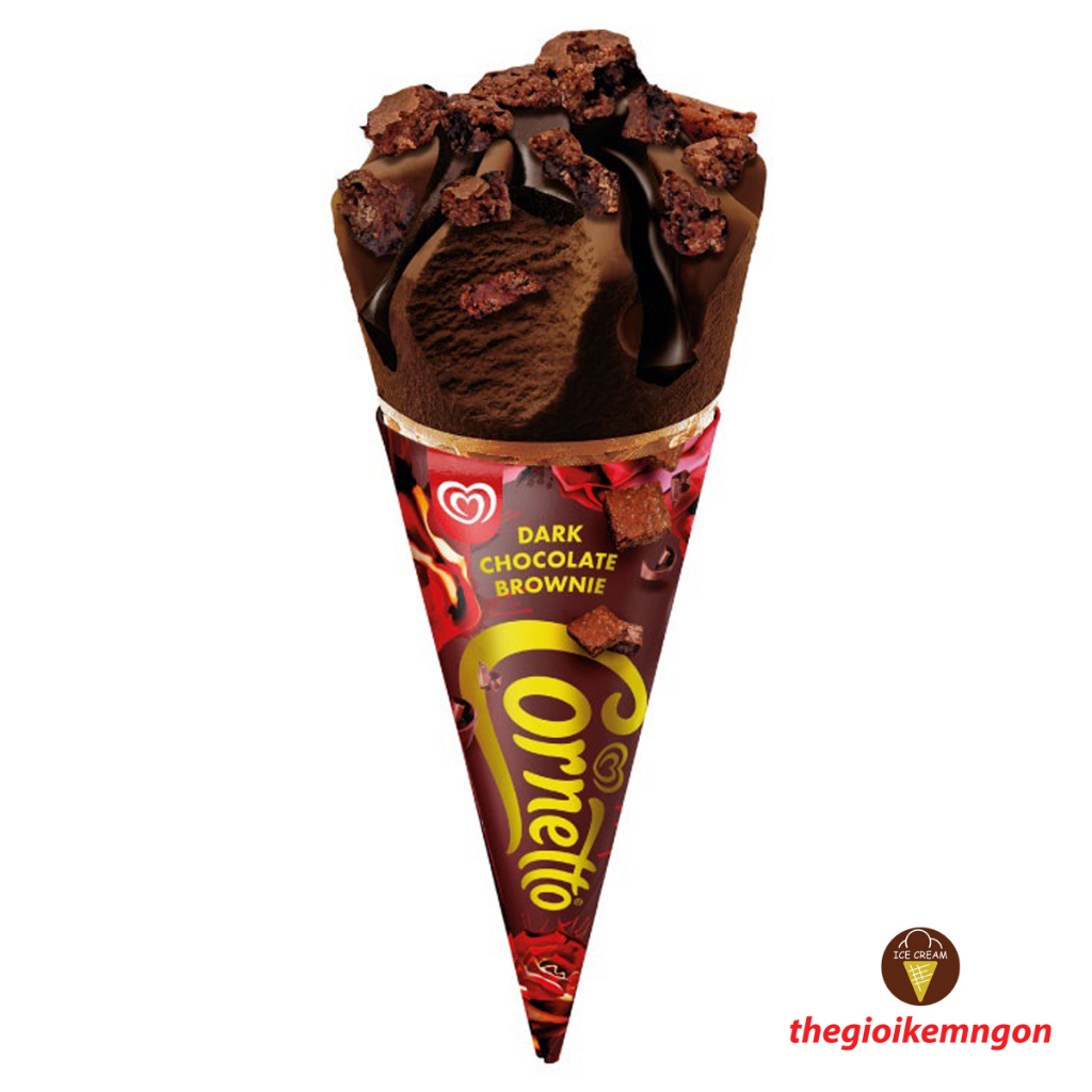 Kem ốc quế Cornetto dark chocolate brownie Wall's 107ML - E3 Audio ...