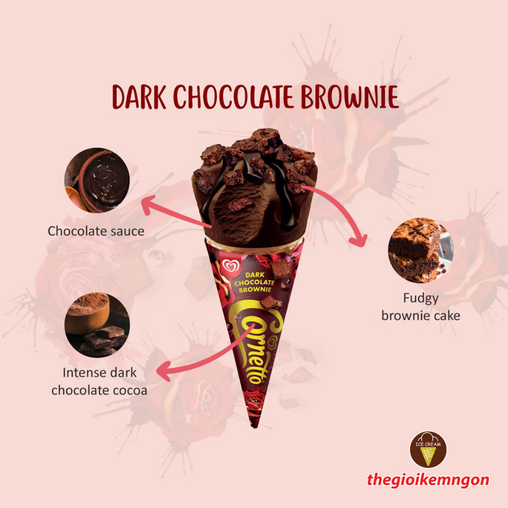 Kem ốc quế Cornetto dark chocolate brownie Wall's 107ML - E3 Audio ...