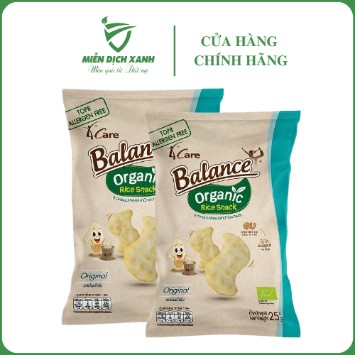 Bánh snack gạo hữu cơ vị truyền thống 4Care Balance - Miễn Dịch Xanh - bịch 25g
