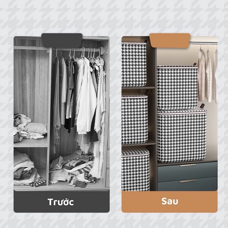 Hộp đựng đồ có nắp, khóa chống bụi,Túi giỏ đựng quần áo, chăn màn đa năng gấp gọn bằng vải cỡ lớn 100L, 140L,180L, 300L