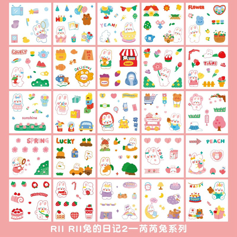 Set 25 tấm sticker theo chủ đề dễ thương