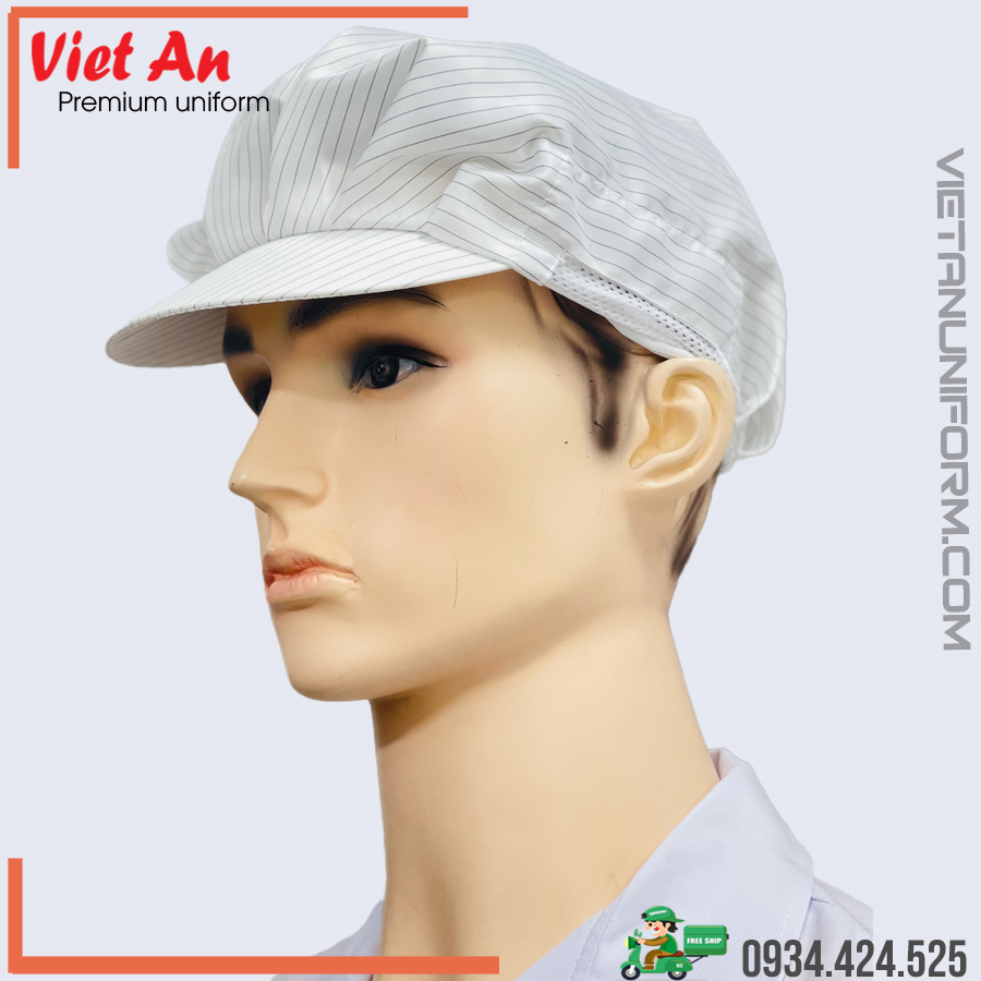 Nón kết phòng sạch chống tĩnh điện trắng-xanh