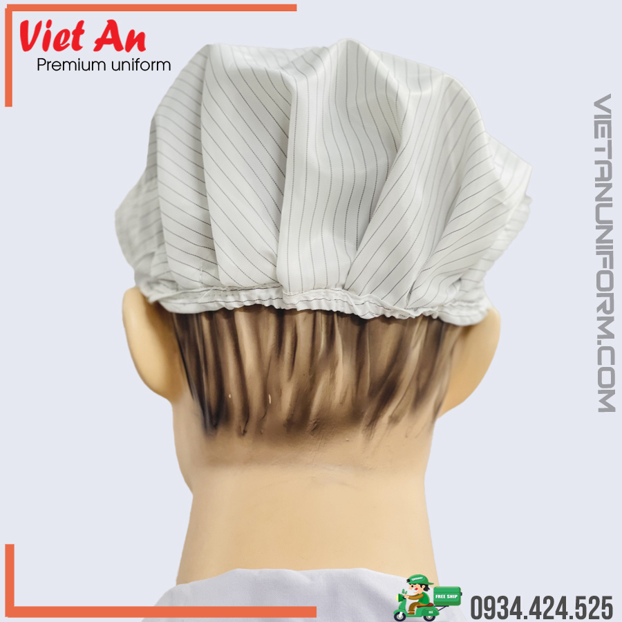 Nón kết phòng sạch chống tĩnh điện trắng-xanh