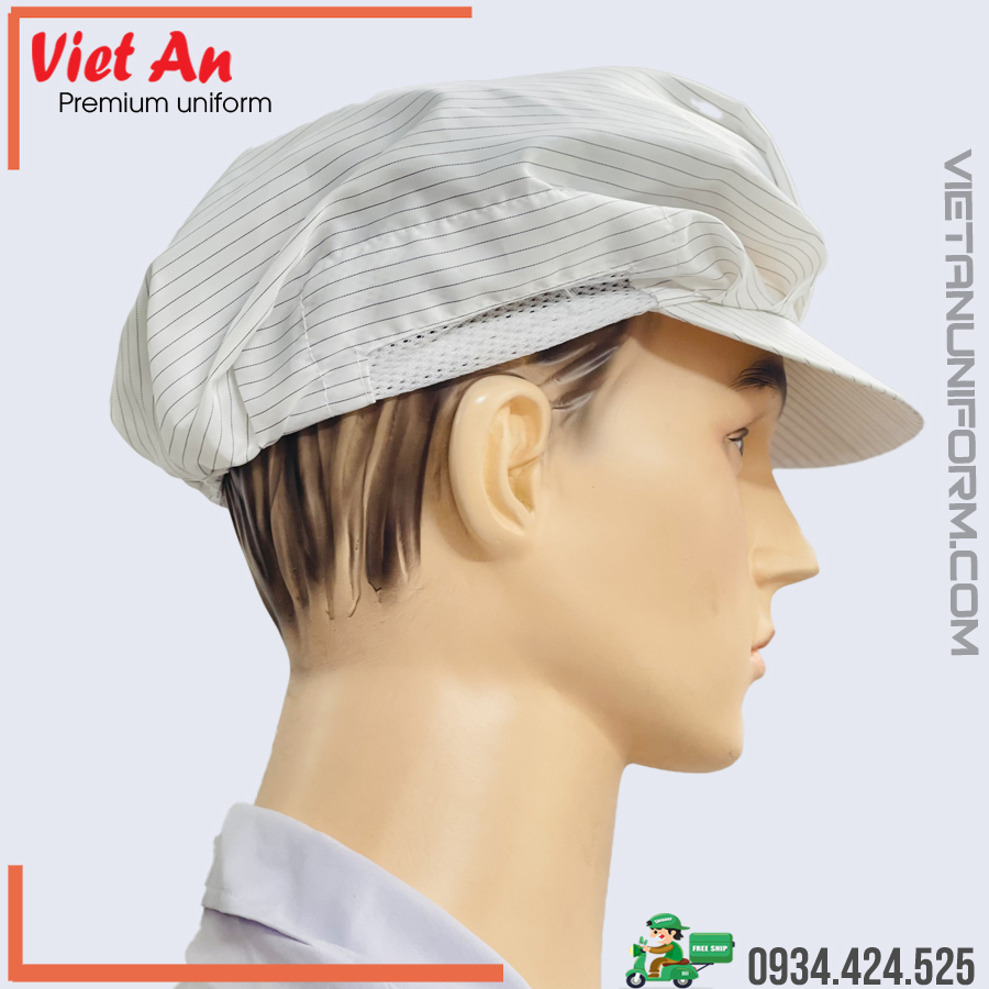 Nón kết phòng sạch chống tĩnh điện trắng-xanh