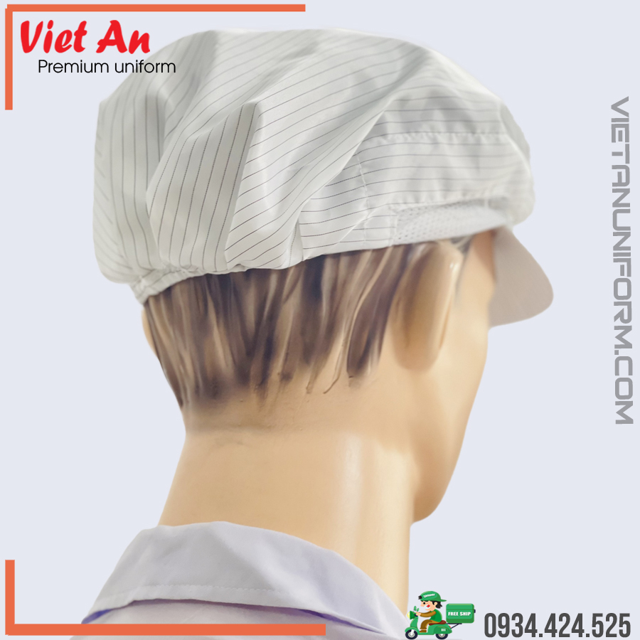 Nón kết phòng sạch chống tĩnh điện trắng-xanh