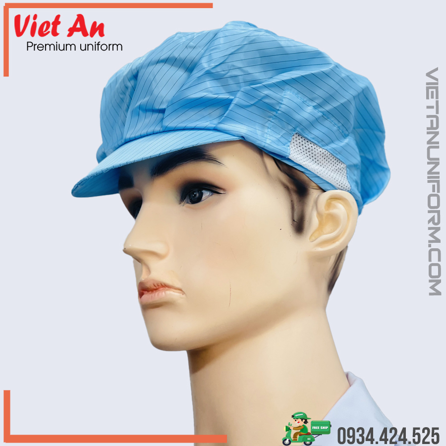 Nón kết phòng sạch chống tĩnh điện trắng-xanh