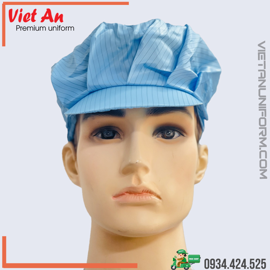 Nón kết phòng sạch chống tĩnh điện trắng-xanh