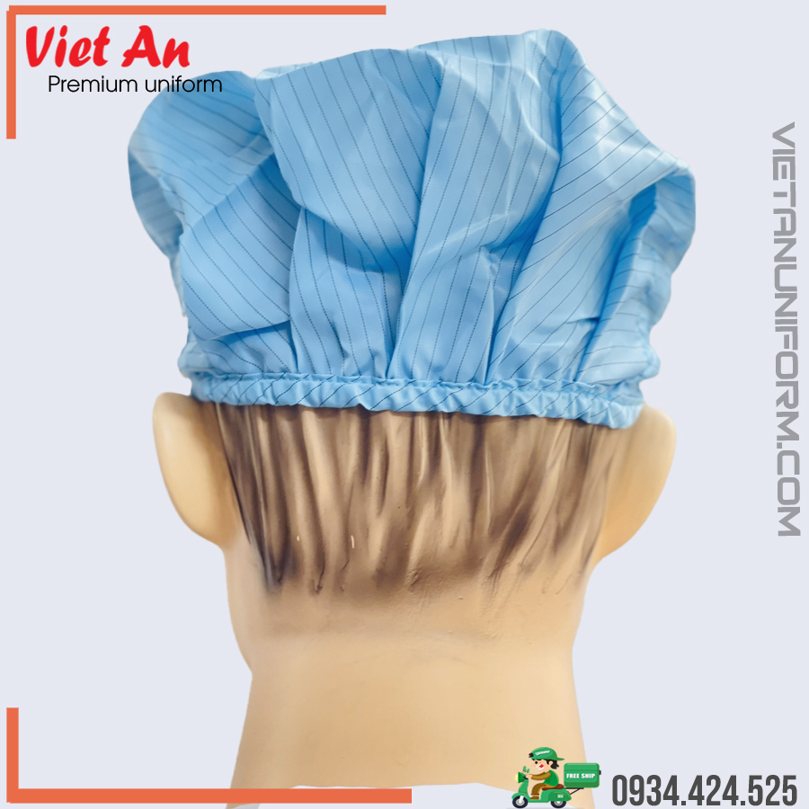 Nón kết phòng sạch chống tĩnh điện trắng-xanh
