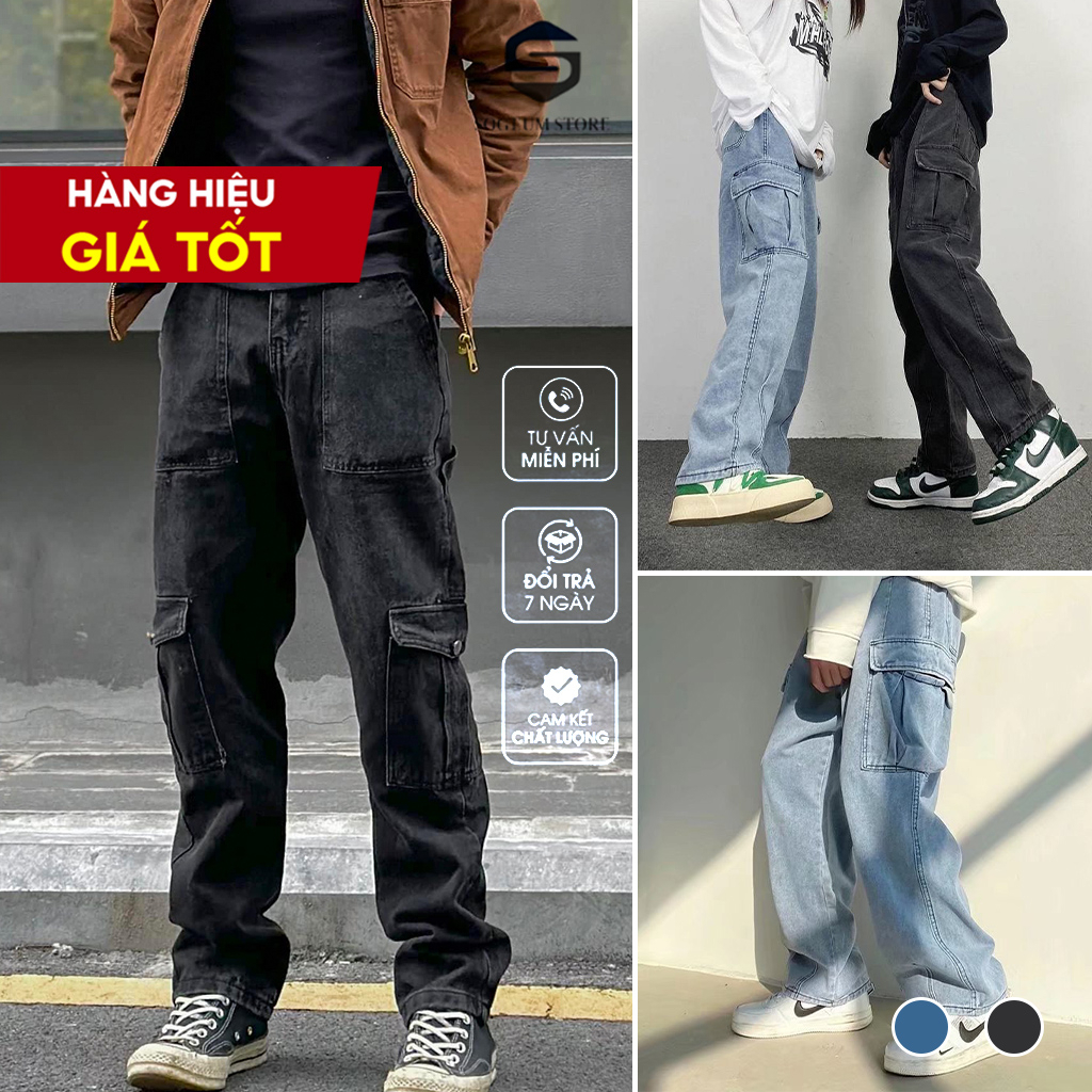 Quần Jeans baggy nam nữ ống xuông túi hộp rộng Unisex QCCC đẹp hottrend 2023- SOGUME.STORE