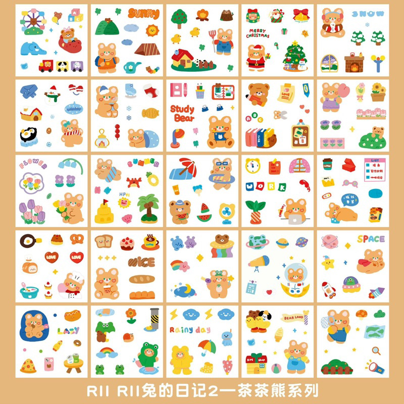 Set 25 tấm sticker theo chủ đề dễ thương