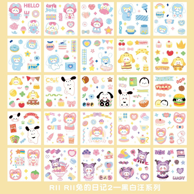 Set 25 tấm sticker theo chủ đề dễ thương