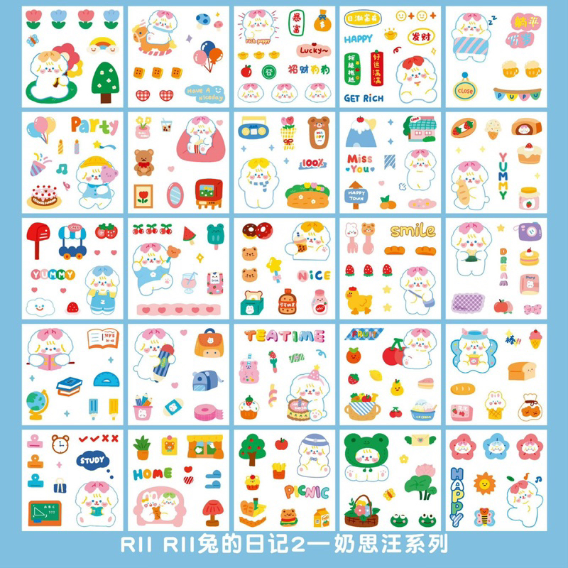 Set 25 tấm sticker theo chủ đề dễ thương