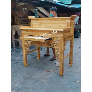 Bàn thờ 2 tầng - tủ thờ gỗ tràm mẫu hiện đại màu kem, bàn thờ tổ tiên, bàn thờ gia tiên, bàn thờ ông bà