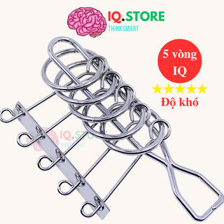 Đồ chơi trí tuệ The Chinese Ring 5 vòng thử thách trí não tư duy logic - Câu đố IQ 5 nhẫn rèn thông minh puzzle hanayama