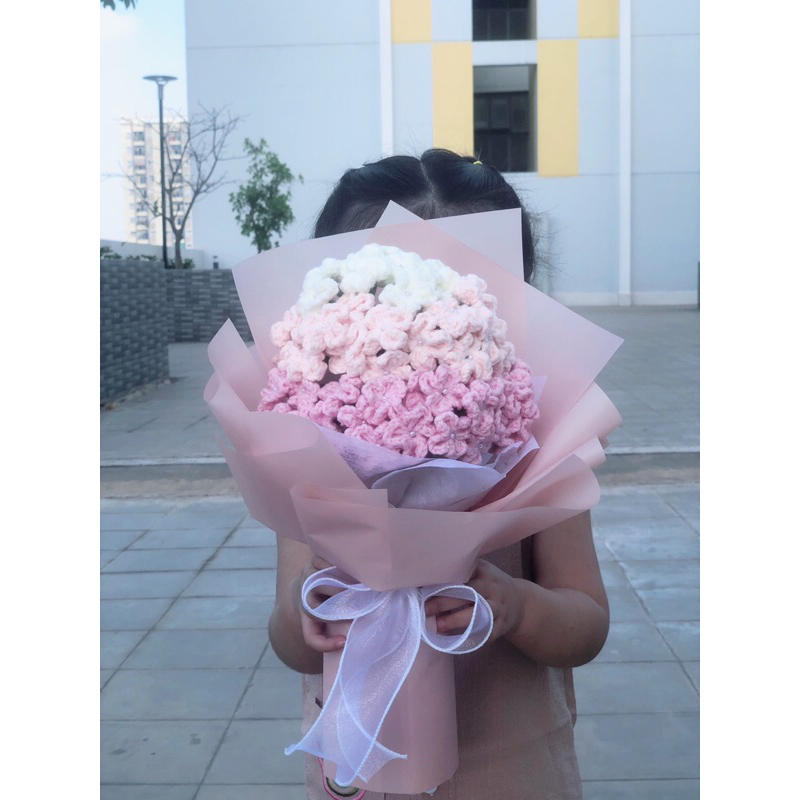 Bó hoa cẩm tú cầu-Bó hoa len-Quà tặng handmade