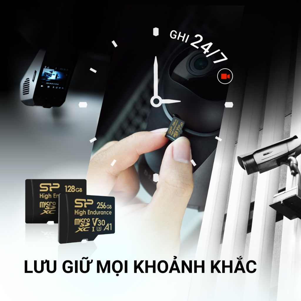 Thẻ nhớ Micro SD Silicon Power 32GB/64GB High Endurance Cho Camera Giám Sát và Hành Trình ClassC10 U3 V30- Bảo hành 2năm