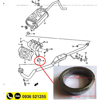 Ron ống xả cổ pô suzuki wagon r+ 2001 - 2007 và các dòng xe tương ứng