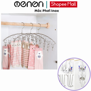 Móc phơi đồ inox kèm kẹp, móc chùm phơi đồ phơi giày beecook