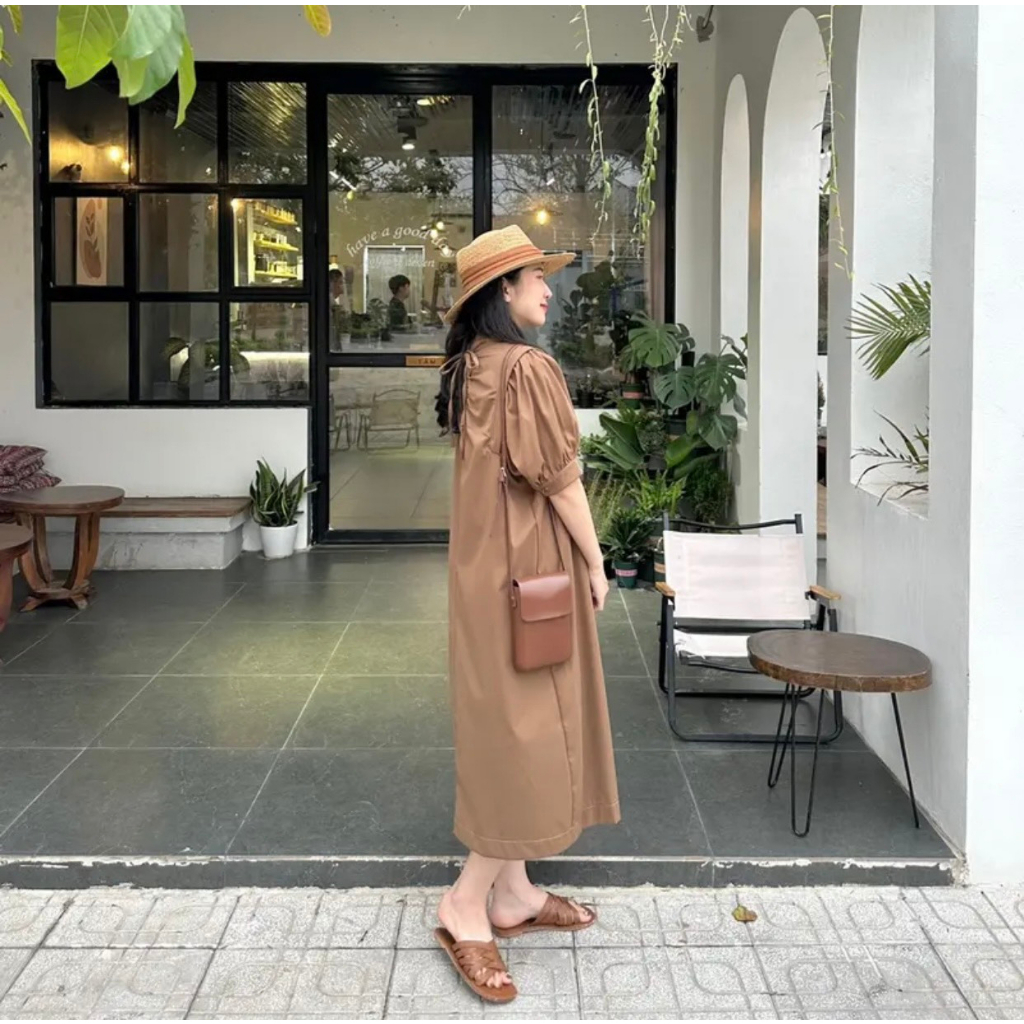 Váy xuông tay bồng chất liệu siêu nhẹ siêu mát - GV61 - Janna house