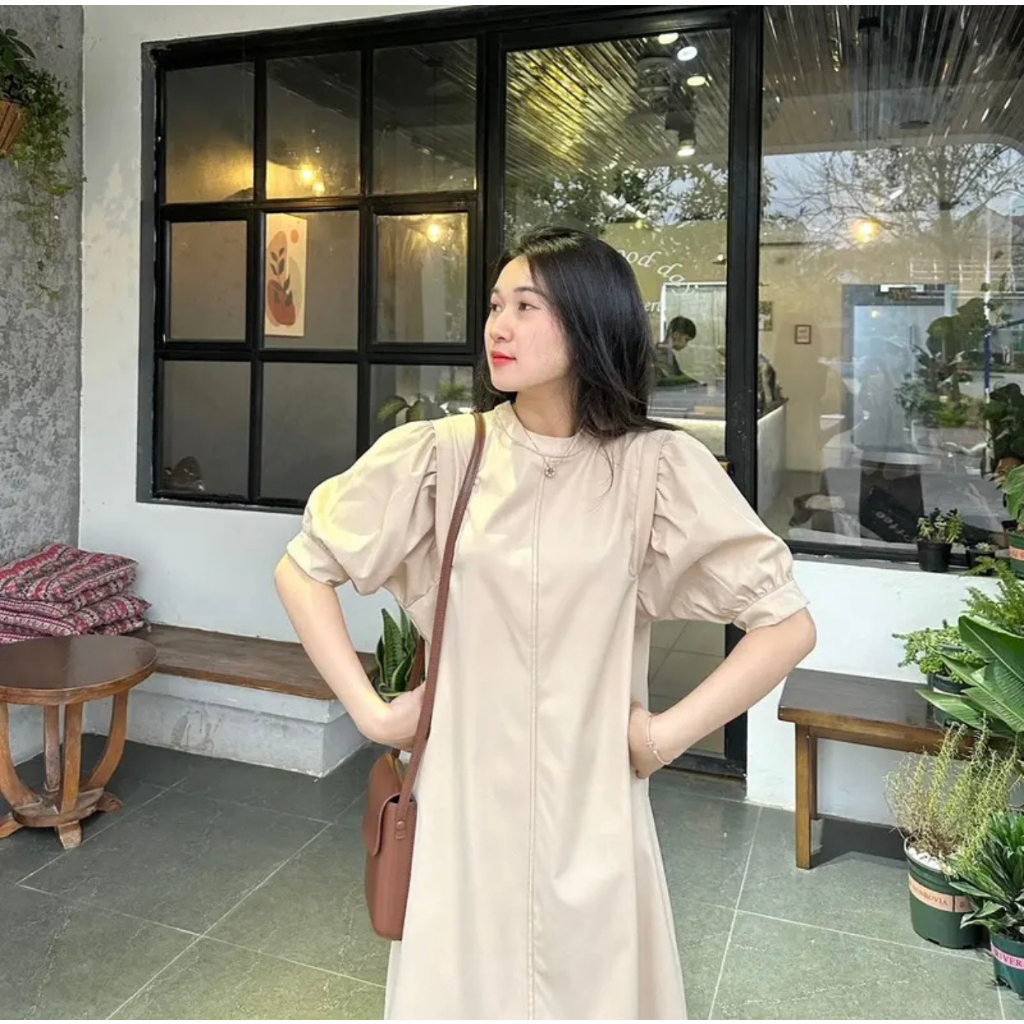 Váy xuông tay bồng chất liệu siêu nhẹ siêu mát - GV61 - Janna house