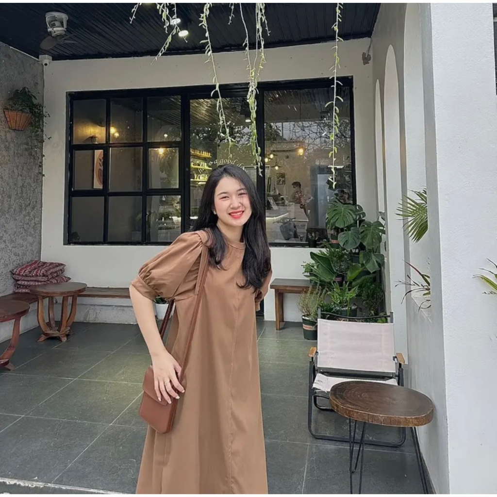 Váy xuông tay bồng chất liệu siêu nhẹ siêu mát - GV61 - Janna house