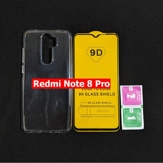 ￼Bộ kính cường lực full màn hình ốp lưng dẻo Xiaomi Redmi Note 8 Pro