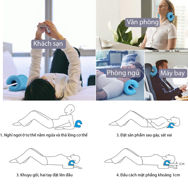 Gối massage cổ vai gáy công thái học giúp giảm đau và thư giãn