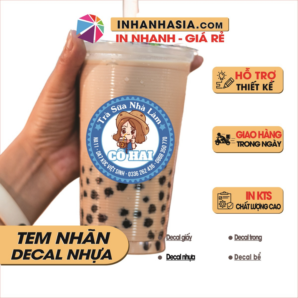 In tem nhãn decal nhựa kĩ thuật số theo yêu cầu của khách hàng được sản xuất bởi innhanhasia.com