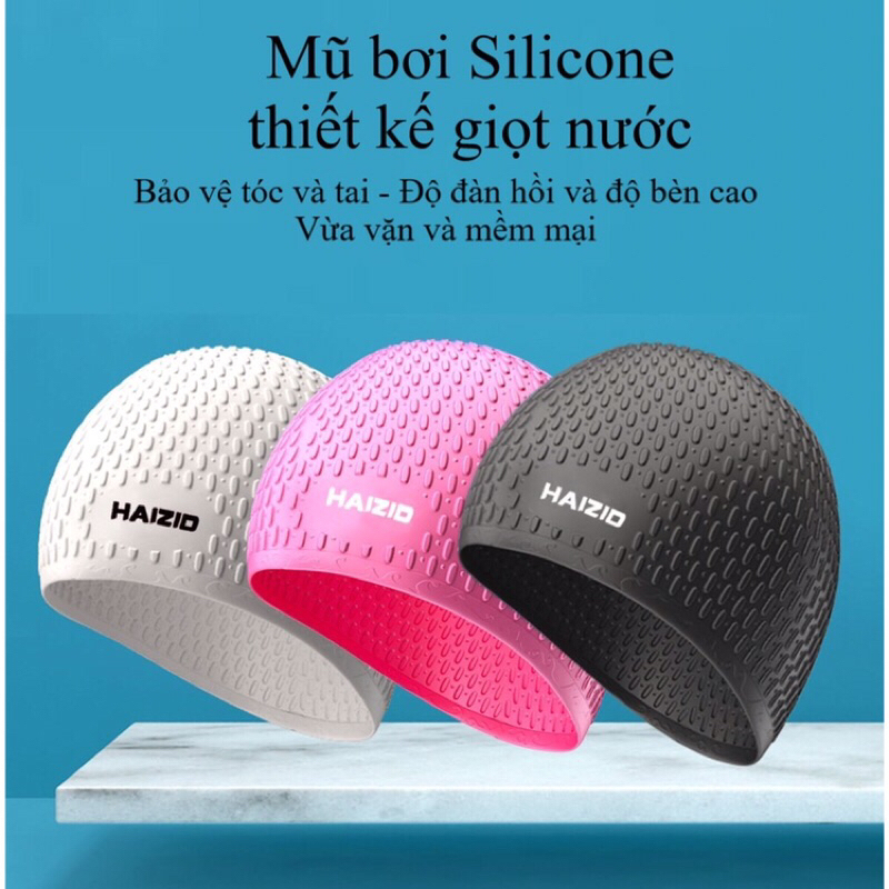 Mũ bơi người lớn Silicone cao cấp HAIZID - 301, không mùi, đàn hồi cao