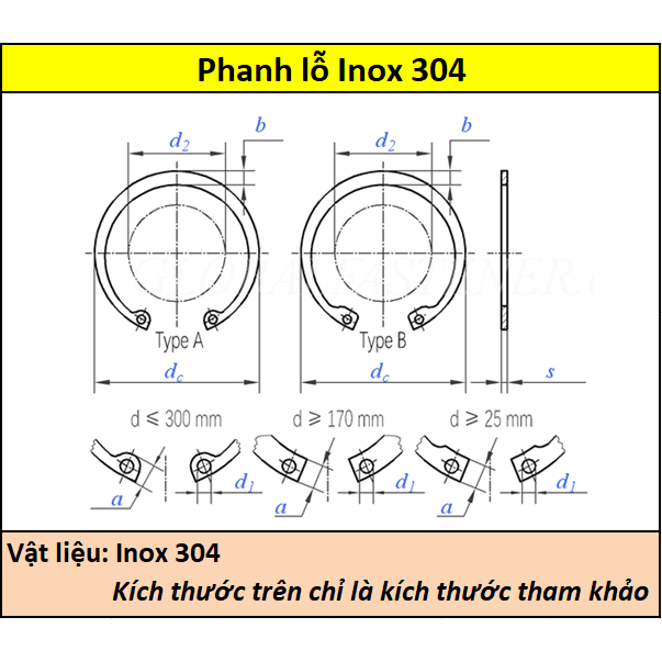 Phanh lỗ inox 304 8  - 48