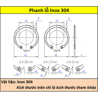 Phanh lỗ inox 304 8 (8.7) - 48 (51.5)