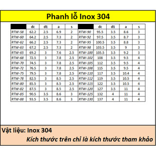 Phanh lỗ inox 304 8 (8.7) - 48 (51.5)