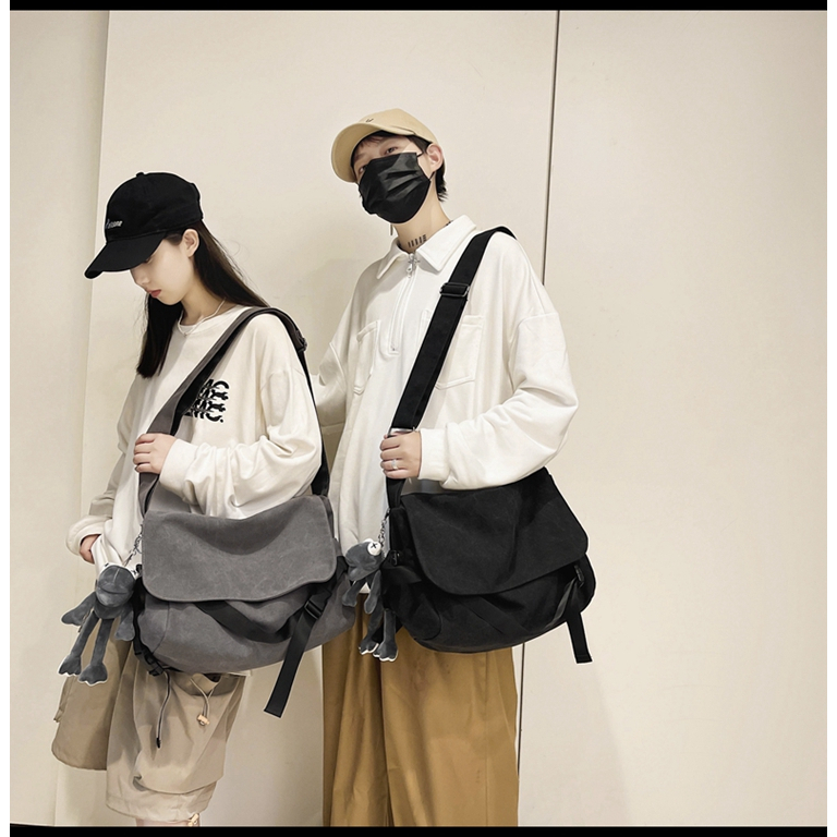 Túi canvas đeo chéo nam nữ phong cách Hàn Quốc giá rẻ dành cho học sinh ,sinh viên