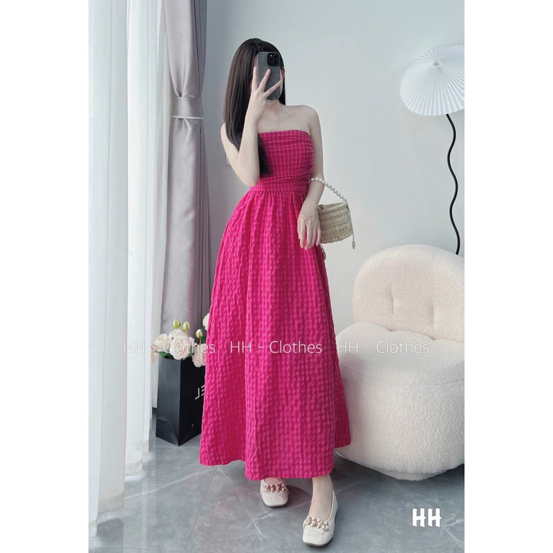 Đầm Maxi Xoè Dáng Dài Cúp Ngực Caro CC0169