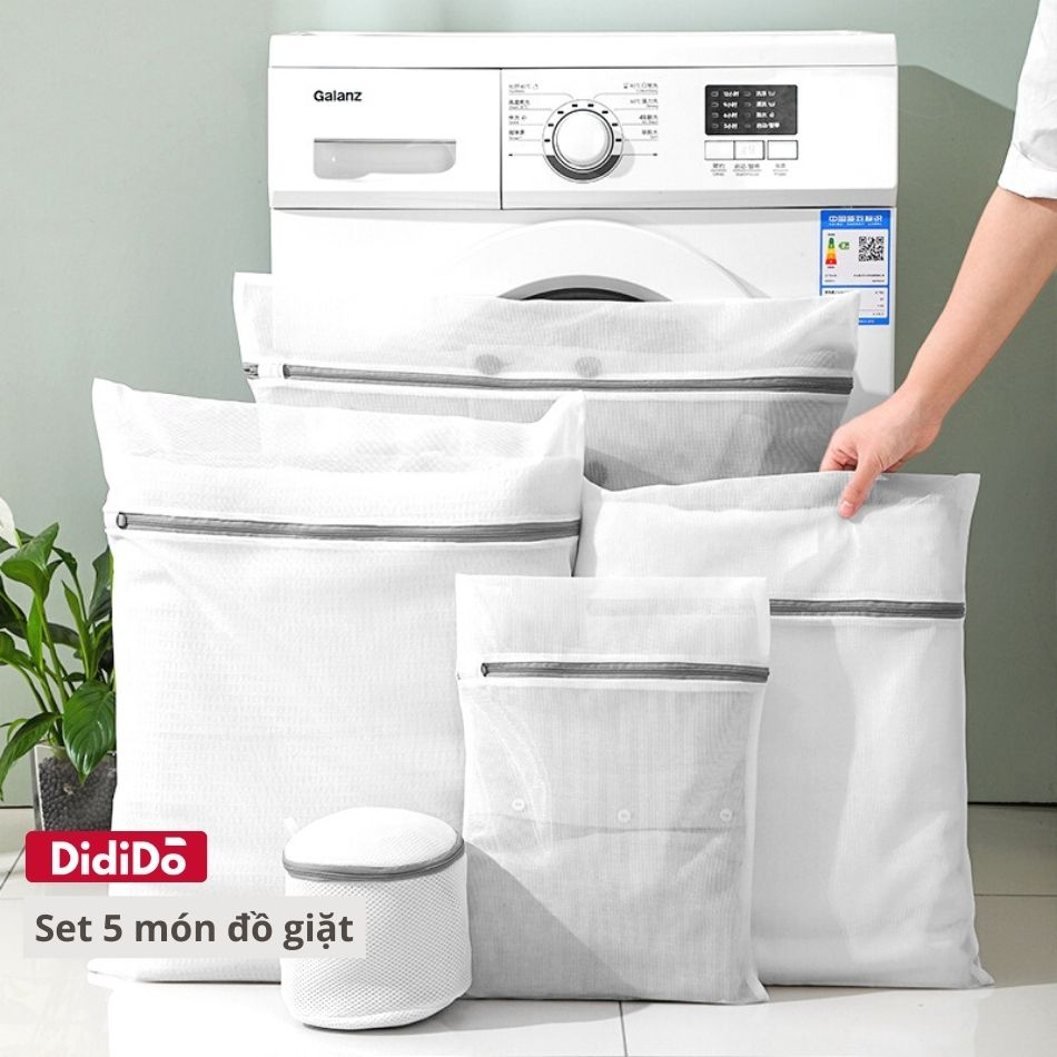 SET 5 TÚI LƯỚI GIẶT ĐỒ BẢO QUẢN QUẦN ÁO, MỀN GỐI, ĐỒ LÓT TRONG MÁY GIẶT