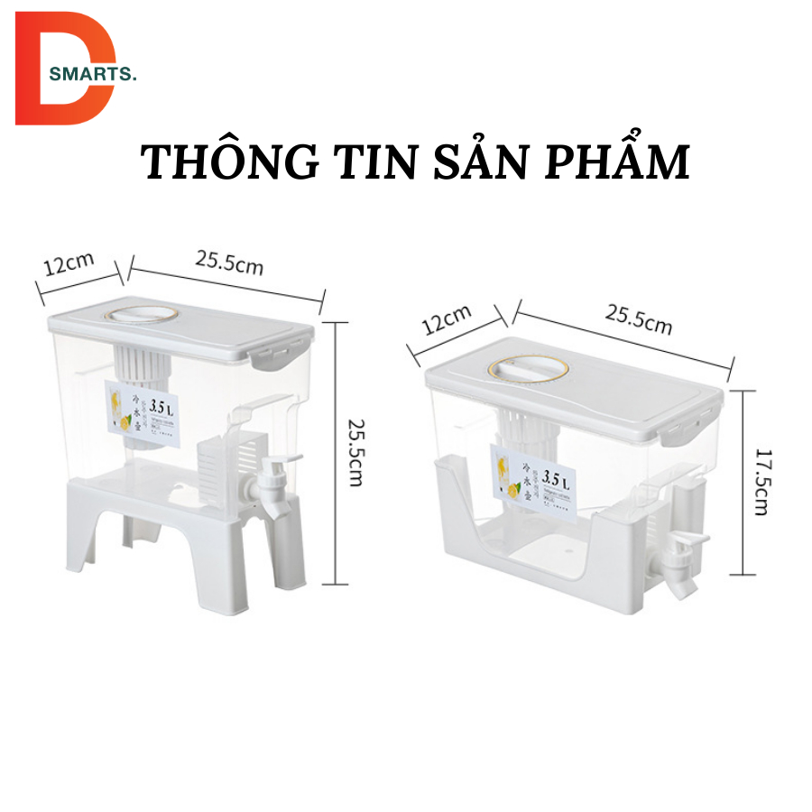 Bình đựng nước có vòi 3,5l tích hơp khay lọc và chân kê tháo lắp đa năng, Bình đựng nước để tủ lạnh có nút theo dõi ngày | BigBuy360 - bigbuy360.vn