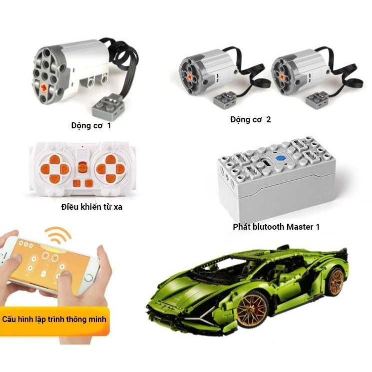 Động cơ xe dành cho mô hình LEGO Nathashop Lamborrghini Sían, Bugatti Divo, Lamborghi V12