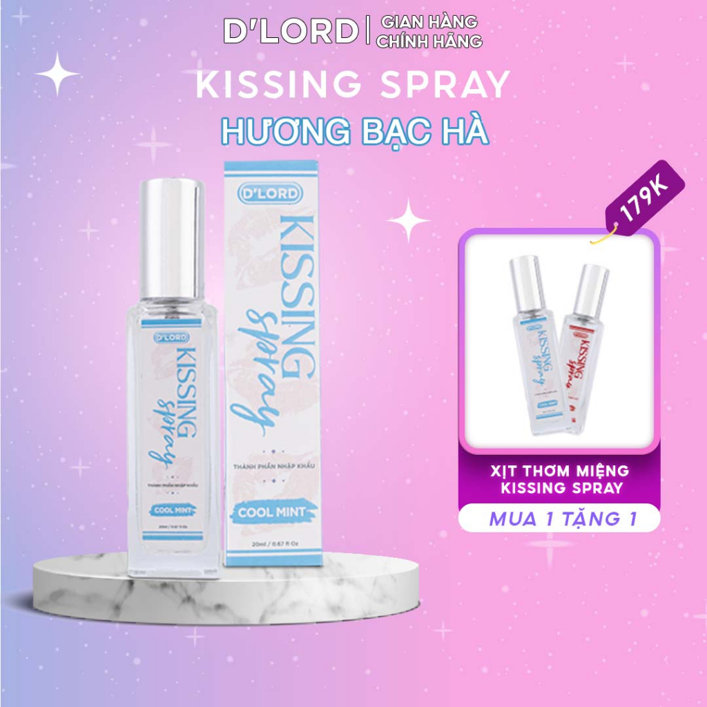 Xịt Thơm Miệng Kissing Spray D'LORD Hương Trái Cây Bạc Hà The Mát Chai 20ml mùi lâu tự nhiên